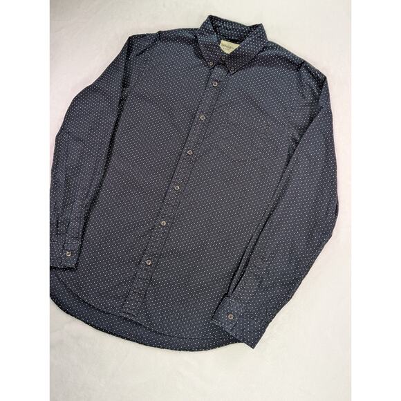 Denim & Supply Ralph Lauren Large Navy Polka Dot Long Sleeve Button Down Cotton - Picture 5 of 14